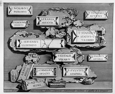Überreste der Grabkammer für das Volk in der Villa Magnani; siehe auch Pianta di Roma von Piranesi, Nr. 88 von Giovanni Battista Piranesi